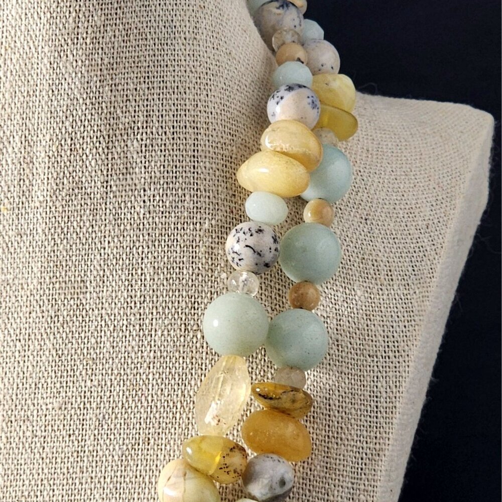 Chunky Gemstone Boho Statement Necklace Colorful … - image 2